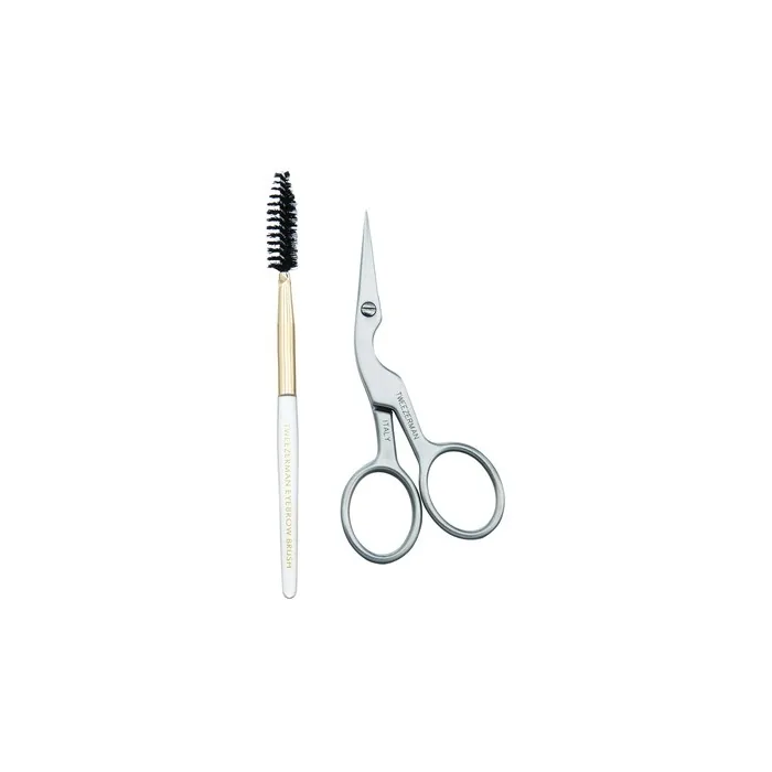 Tweezerman Studio Collection Stainless Steel Eyebrow Scissors with Brush