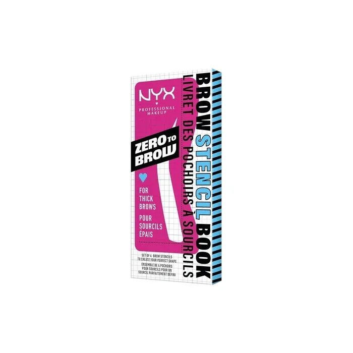 NYX Professional Makeup Brow Stencils for Thick Eyebrows Set of 4 Templates Round Straight Arched and Extra Long Zero to Brow Thick Brows Stencil Book 1 count