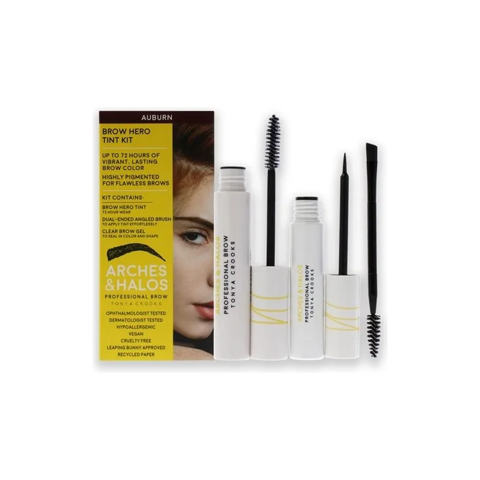 Arches And Halos Brow Hero Tint Kit Auburn 3 Piece Set With 0169oz Clear Brow Gel 0270oz Brow Hero Tint And Dualended Angled Brush