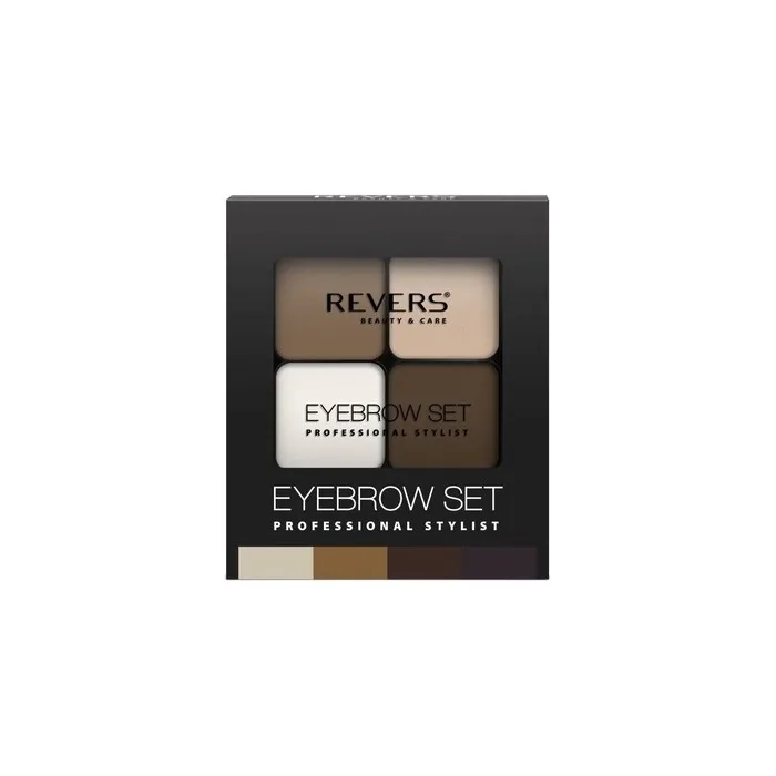 Professional Stylist Eyebrow Shadow Palette with Three Shades, Wax, and Brush