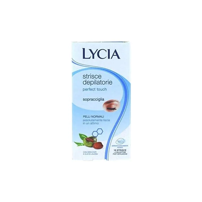 Lycia Perfect Touch Eyebrow Wax Strips 16 Strips with 2 Wipes