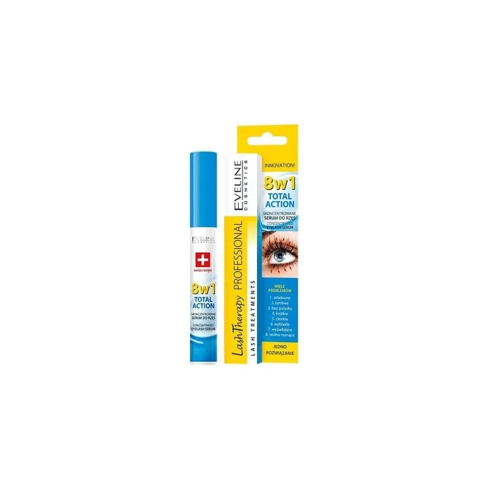 Concentrated Eyelash Serum Total Action 8-in-1 by Lash Therapy Professional - Argan Oil, D-Panthenol, Soy Proteins & Hyaluronic Acid