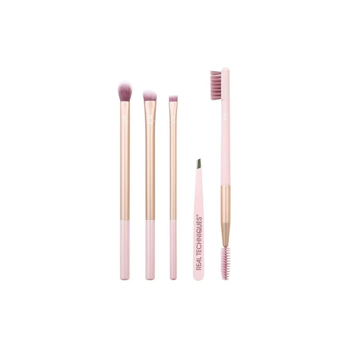 REAL TECHNIQUES Naturally Beautiful Eye Makeup Brush Kit 5 Piece Set Pink