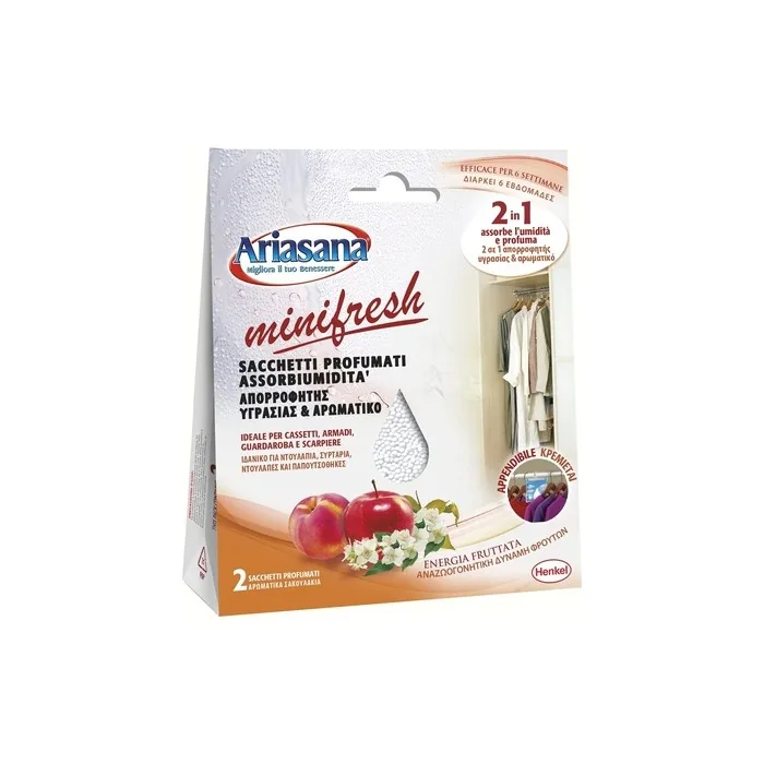 Ariasana Minifresh Energy Fruit Scented Sachets, 2 In 1, Double Effect