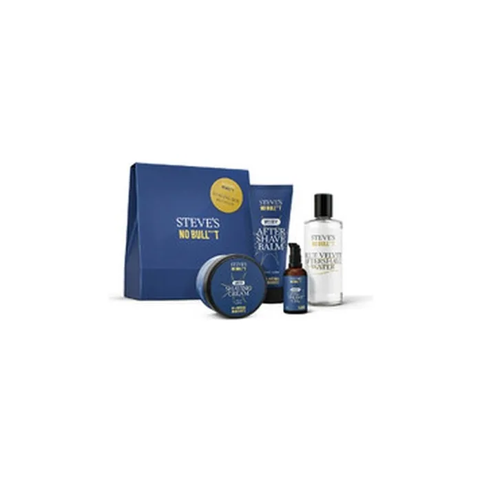 Steves No Bullt Shaving Box Blue Velvet Gift Set
