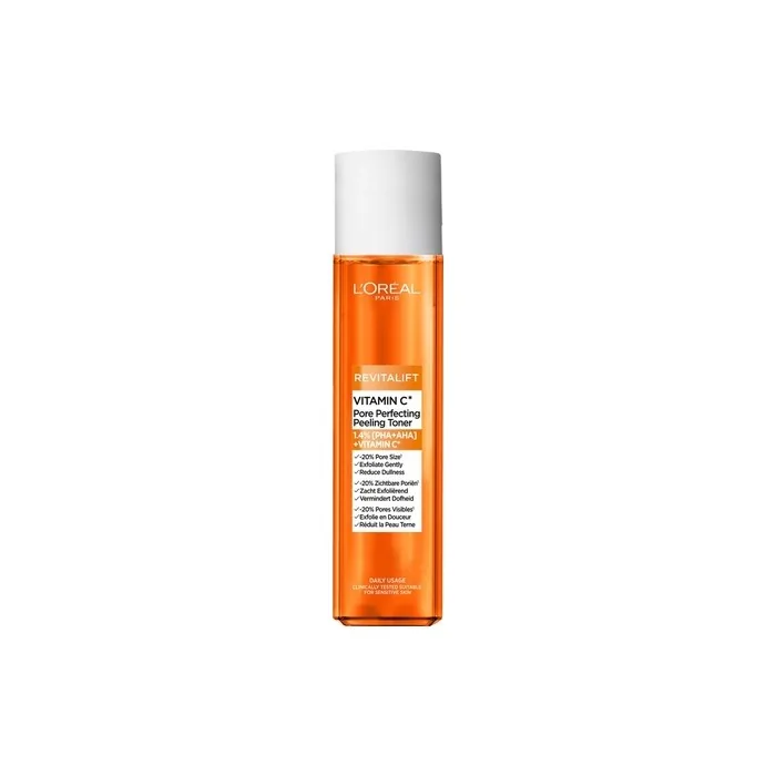 L'Oreal Paris Revitalift Vitamin C Pore Perfecting Toner Gentle Exfoliating Reduces Dullness Suitable For Sensitive Skin 180ml