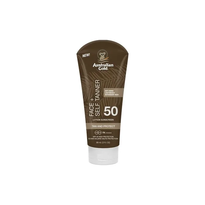 Australian Gold Sunscreen and Self Tanner for Face SPF 50 88ml Brown