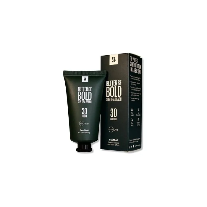 BETTER BE BOLD Mattifying Sun Fluid with SPF 30 for Bald Heads and Face - Water Resistant and Coral Friendly - Made in Germany