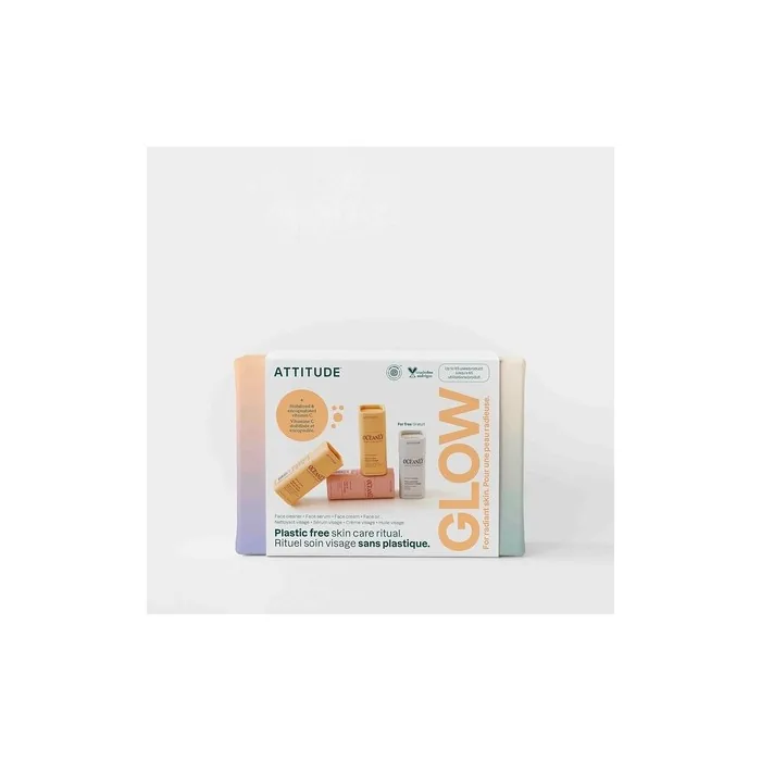 ATTITUDE Oceanly Radiant Skin Daily Facial Care Routine Box Set PHYTO GLOW Travel Size Bars - Pack of 4