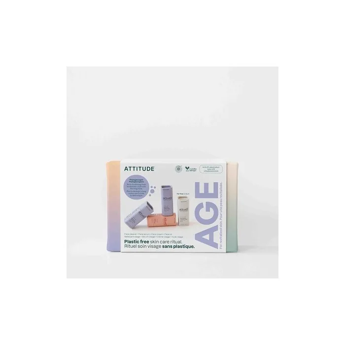ATTITUDE Oceanly Aging Skin Daily Facial Care Routine Box Set PHYTO AGE Travel Size Bars - Pack of 4