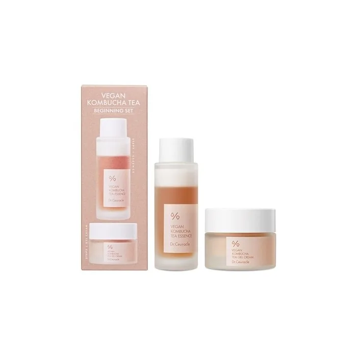 Dr. Ceuracle Vegan Kombucha Tea Beginning Set Starter Kit - Essence 1.69 fl oz, Gel Cream 1.05 oz - Hydrating and Healthy Complexion - Cruelty Free