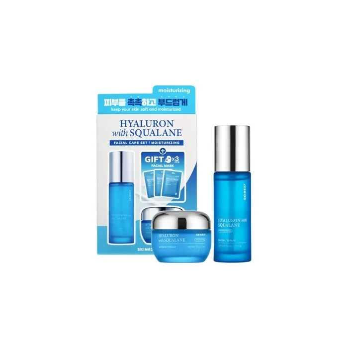 SKIN627 Hyaluron with Squalane Facial Care Set - 50ml Serum, 50g Cream, 3x22ml Masks