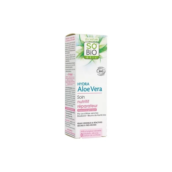 SO'BiO étic Cosmebio Hypoallergenic Sensitive and Reactive Skin Hydra Aloe Vera Repair Nourishing Care Cream 50ml