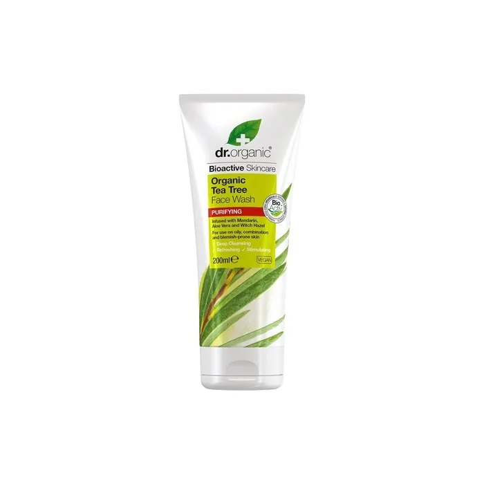 Dr Organic Tea Tree Face Wash Natural Vegan Cruelty Free Paraben SLS Free 200ml