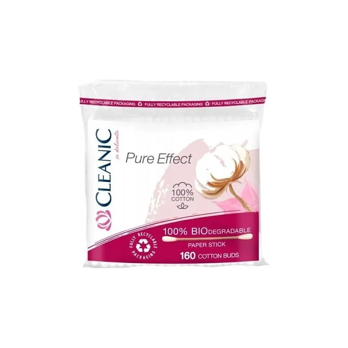 CLEANIC Pure Effect Biodegradable Cosmetic Sticks 160 Pieces