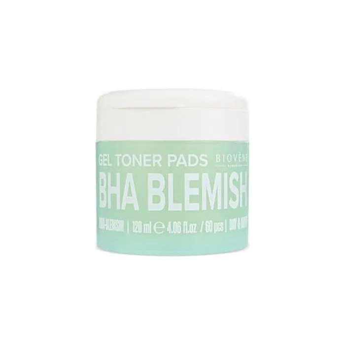 Biovène Barcelona BHA Blemish Gel Toner Pads 60 Count - Anti-Blemish Treatment with Salicylic Acid