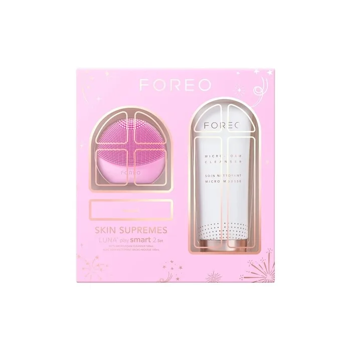 FOREO Skin Supremes LUNA Play Smart 2 + Micro Foam Cleanser 100ml Facial Care Set for Women - Pink
