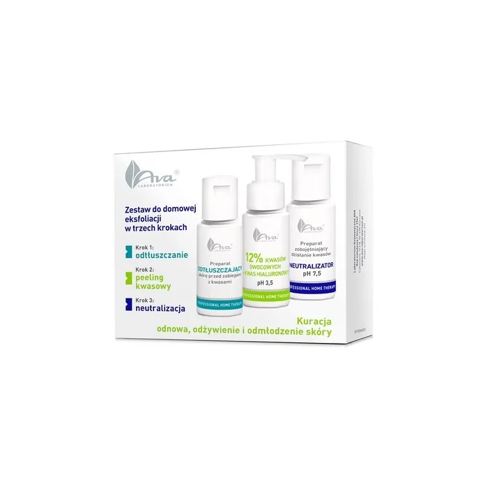 Ava Laboratorium Home Exfoliation Set Cleansing Agent 50ml Fruit Acid 12 50ml Neutralizer 50ml