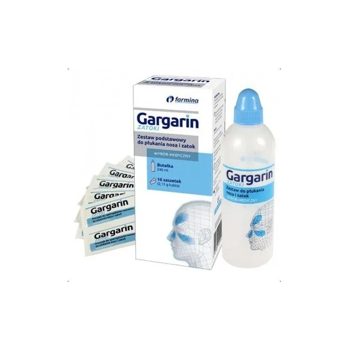Gargarin Sinus Rinse Set with Bottle and 16 Sachets 2.15g Each