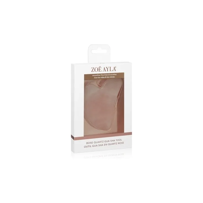 Zoe Ayla Rose Quartz Gua Sha Facial Massager - Brightens Complexion, Reduces Fine Lines and Wrinkles - Enhances Serum, Moisturizer and Facial Oil Absorption Pink
