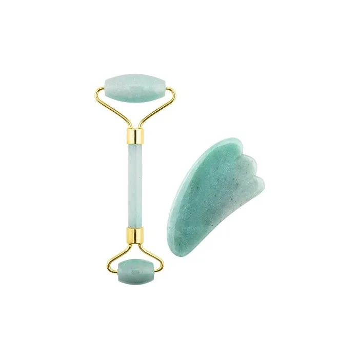 Palsar 7 Green Aventurine Jade Roller & Gua Sha Set Massage Roller And Plate For Skincare