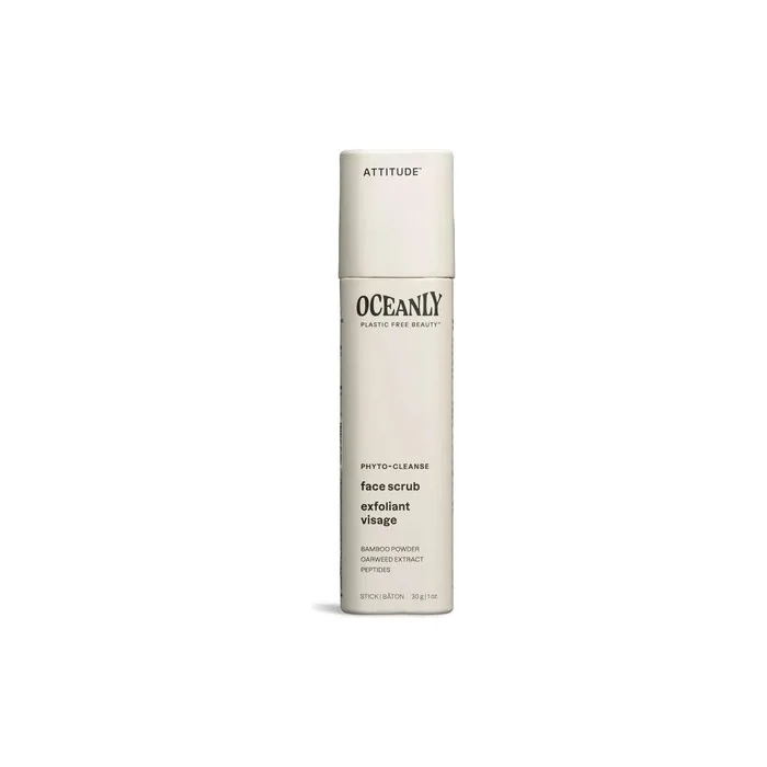 ATTITUDE Oceanly Face Scrub Stick EWG Verified Plastic-free Plant and Mineral-Based Ingredients Vegan and Cruelty-free Beauty Products PHYTO CLEANSE Unscented 30 grams