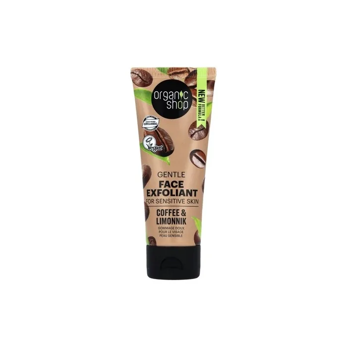 Organic Shop Gentle Face Exfoliant For Sensitive Skin Coffee & Limonnik 75ml