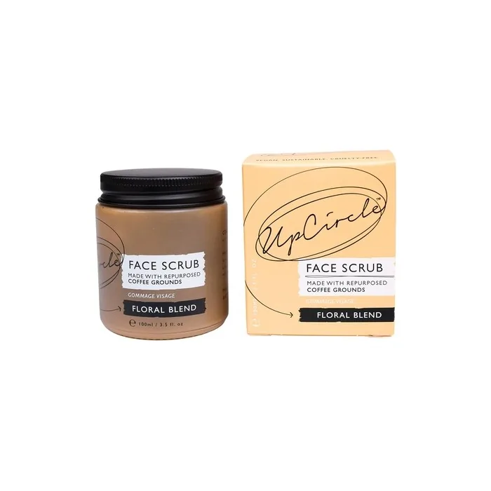 UpCircle Coffee Face Scrub Flower Blend for Sensitive Skin 100ml - Chamomile, Shea Butter, Coconut + Rosehip Oil - Natural Vegan Face Scrub for Soft, Smooth Skin