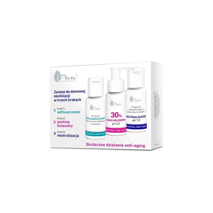 Ava Laboratory Set Home Exfoliation Kit 50ml Degreasing Agent 50ml Lactic Acid 30 50ml Neutralizer