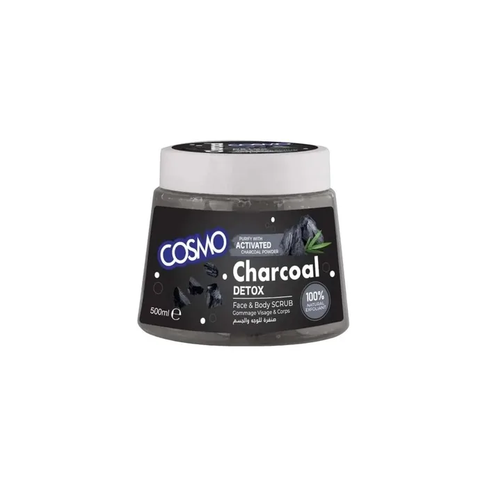 Cosmo Charcoal Face and Body Scrub 500ml - Detoxifying Exfoliant