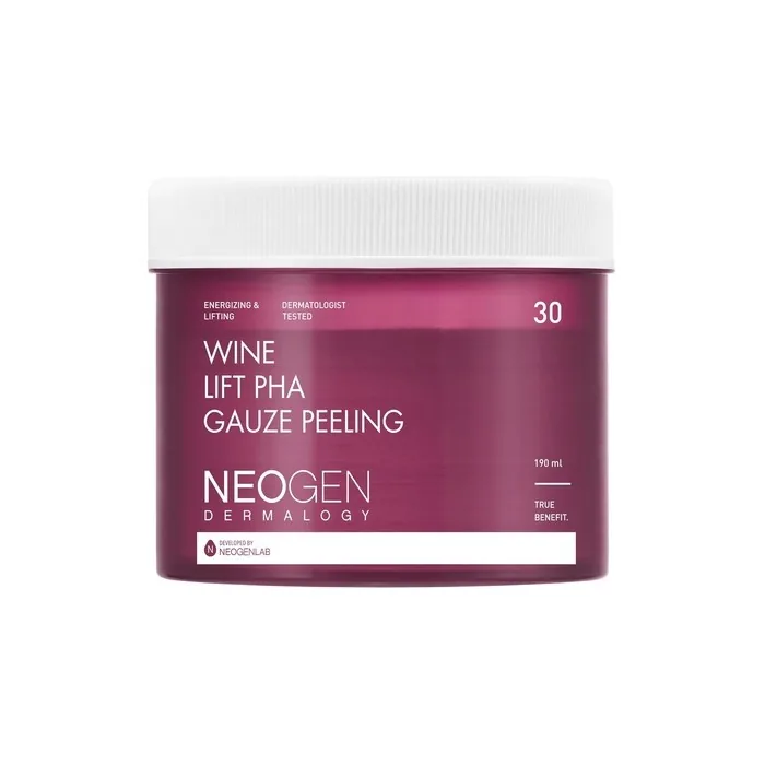 DERMALOGY by NEOGENLAB Wine Lift PHA Gauze Peeling Pads - Exfoliating Revitalizing Firming with AHA BHA PHA LHA Wine Peptide Collagen Korean Skin Care