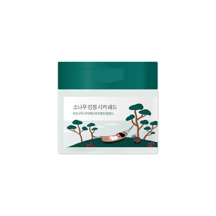 ROUND LAB Pine Calming Cica Pad Unscented Exfoliating and Toning Pads for All Skin Types 50 Sheets