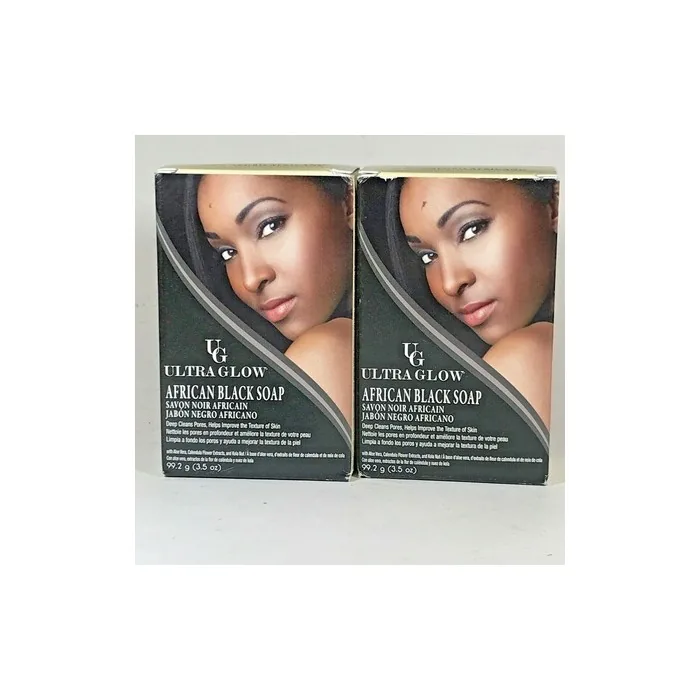 Ultra Glow African Black Soap Natural Cleanser Exfoliates Acne