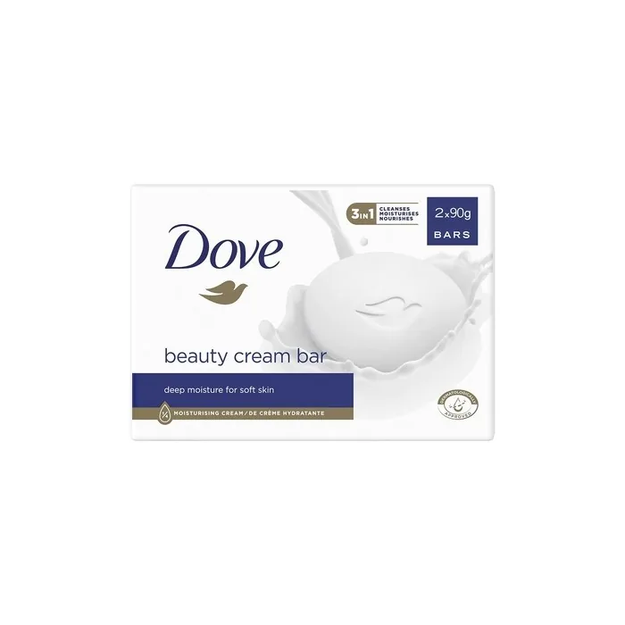 Dove 2-in-1 Hand and Face Soap with 1/4 Moisturizing Cream 90g - Pack of 2