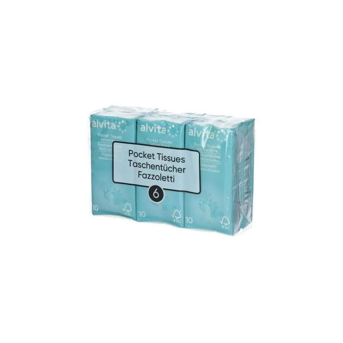 Alvita Soft and Strong Tissues 4 Layers - Pack of 6 (10 Tissues Each)