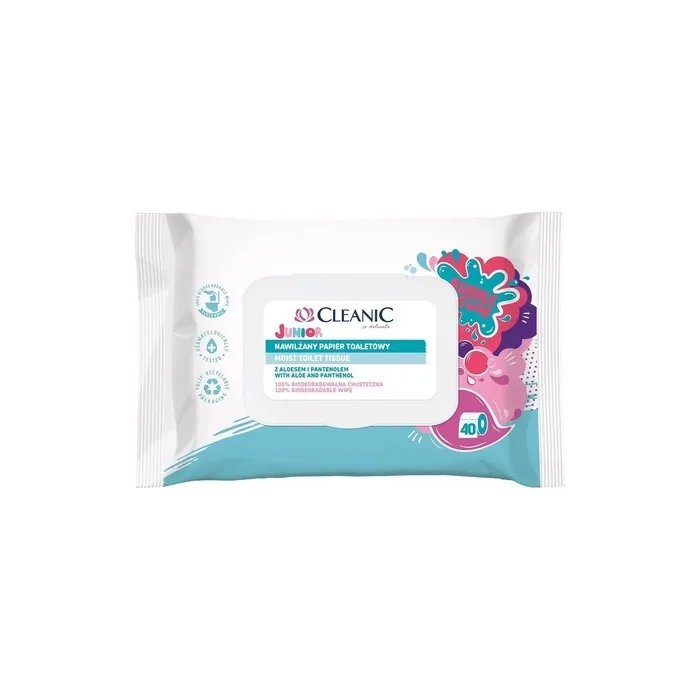 Cleanic Junior Moist Toilet Tissue with Bubble Gum Scent 40 Pieces