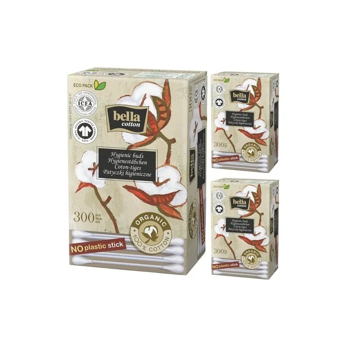 Bella Cotton BIO Cotton Buds with Paper Shaft in Folding Box 300 Pieces