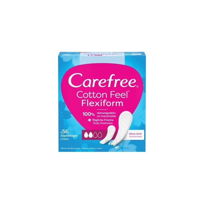 Carefree Cotton Feel Flexiform Unperfumed Hygiene Liners - 56 Pieces