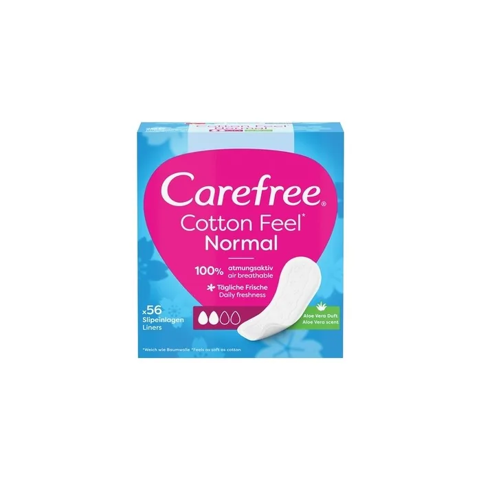 Carefree Cotton Feel Normal Panty Liners with Aloe Vera Scent 56 Count