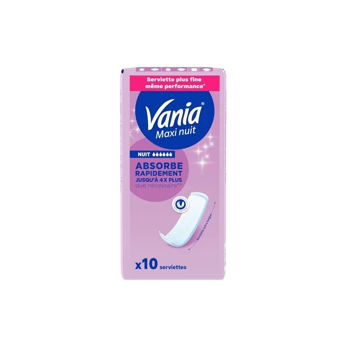 Vania Maxi Night Sanitary Pads 10 Pieces Thinner