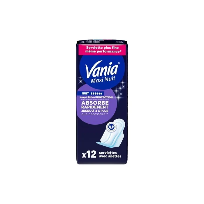 Vania Night Sanitary Towels 12 Pieces with Wings