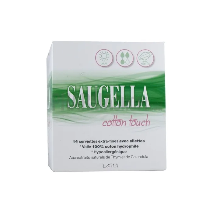 Saugella Cotton Touch Day 14 Extra Fine Sanitary Napkins with Wings