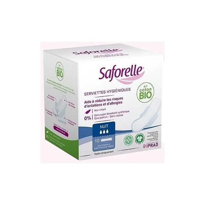 Saforelle Night Sanitary Napkins 10 Sanitary Napkins