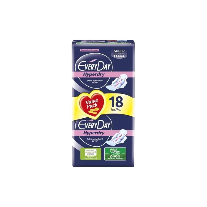 Everyday Hyperdry Ultra Absorbent Long with Wings 18 Units