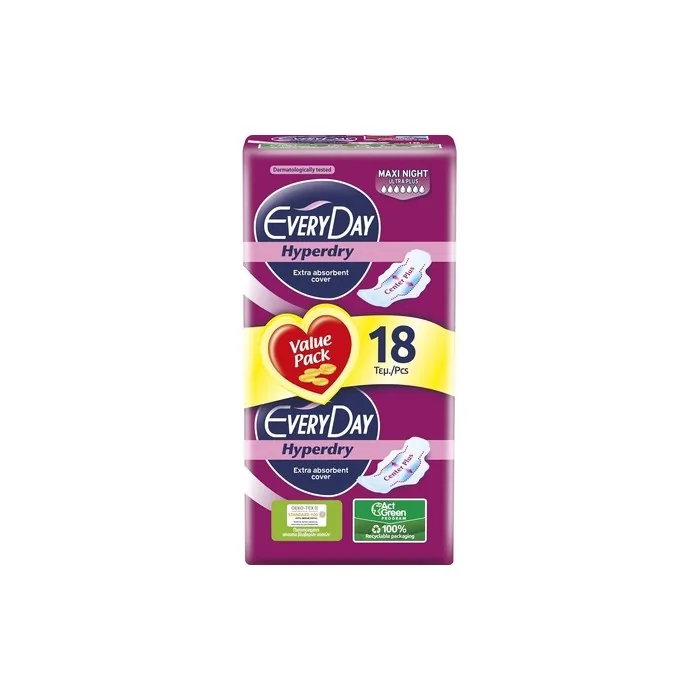 Everyday Hyperdry Ultra Absorbent Night with Wings 18 Units