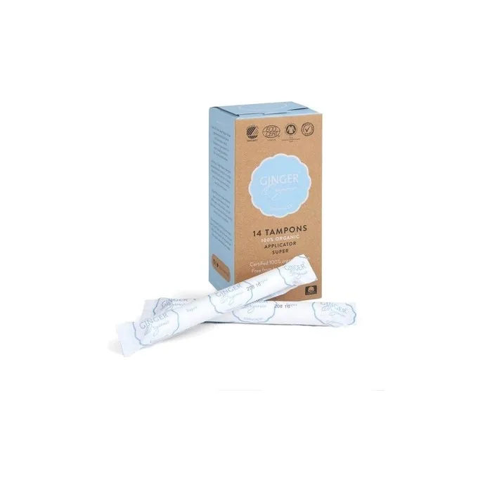 Ginger Organic Super Tampons Organic With Applicator - 14 Pieces