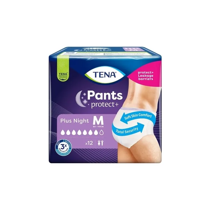 Tena Plus Night Incontinence Pads Size M 12 Count - Pack of 12