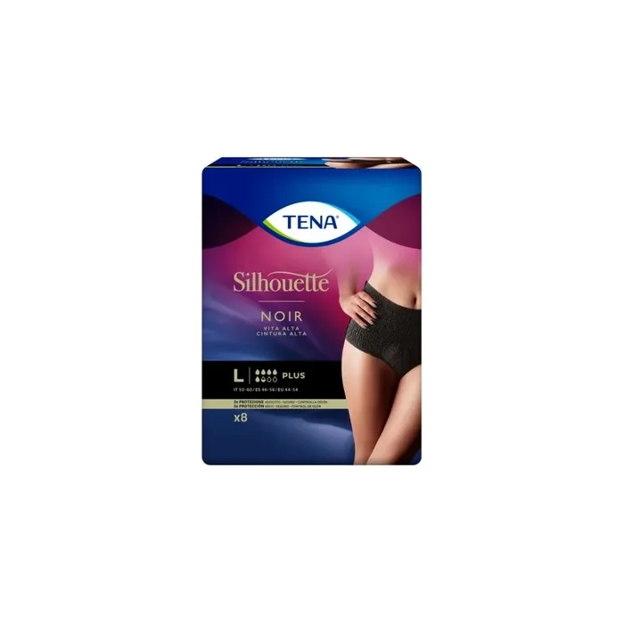 Tena Tena Silhouette Tall Black Panty Size L 8 Units