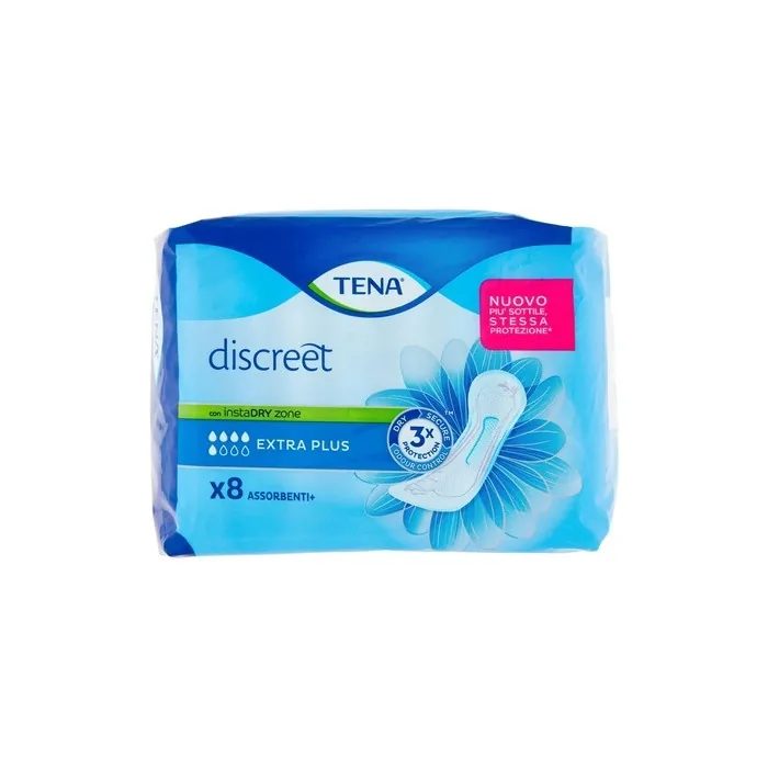 Tena Discreet Extra Plus Sanitary Pads - Pack of 8