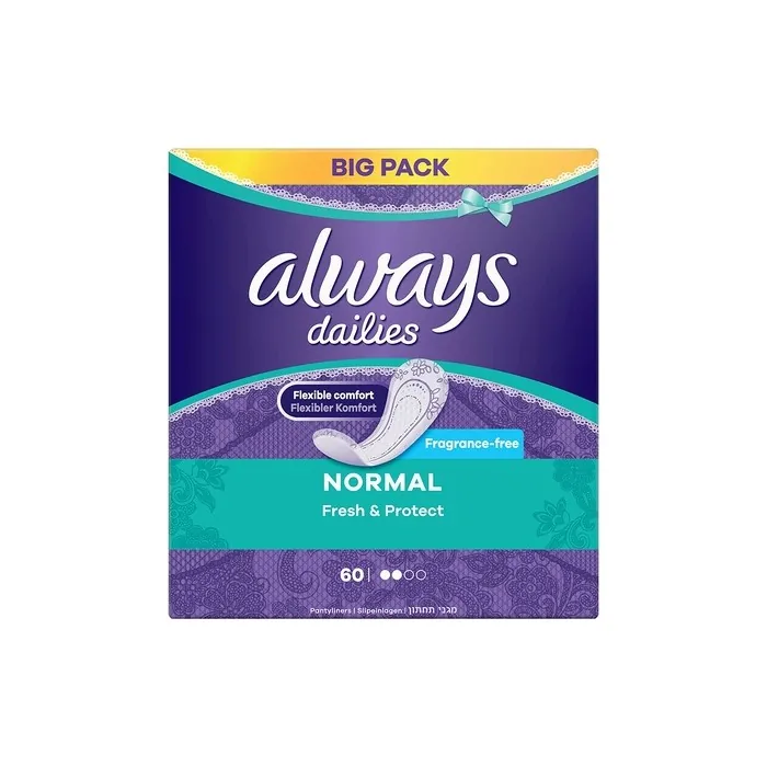 Always Dailies Normal Fresh & Protect Breathable Panty Pads with Absorbent Core 60 pcs